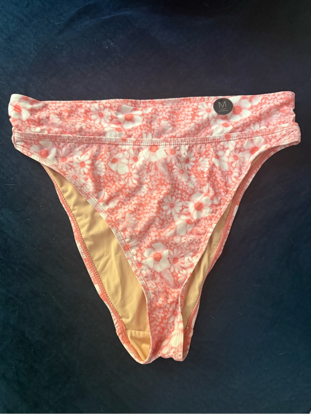 Women's Floral Pink/peach Bikini Bottom - Medium